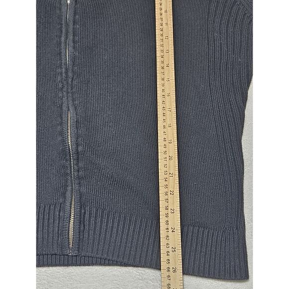 VTG Lacoste Ribbed Full Zip Up Cardigan Sweater Black Size 6 - Picture 7 of 8